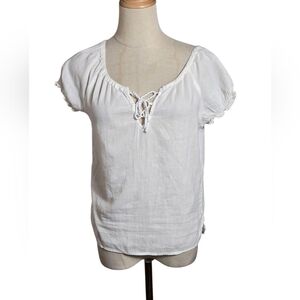 Abercrombie & Fitch White Tie Front Peasant Top Blouse